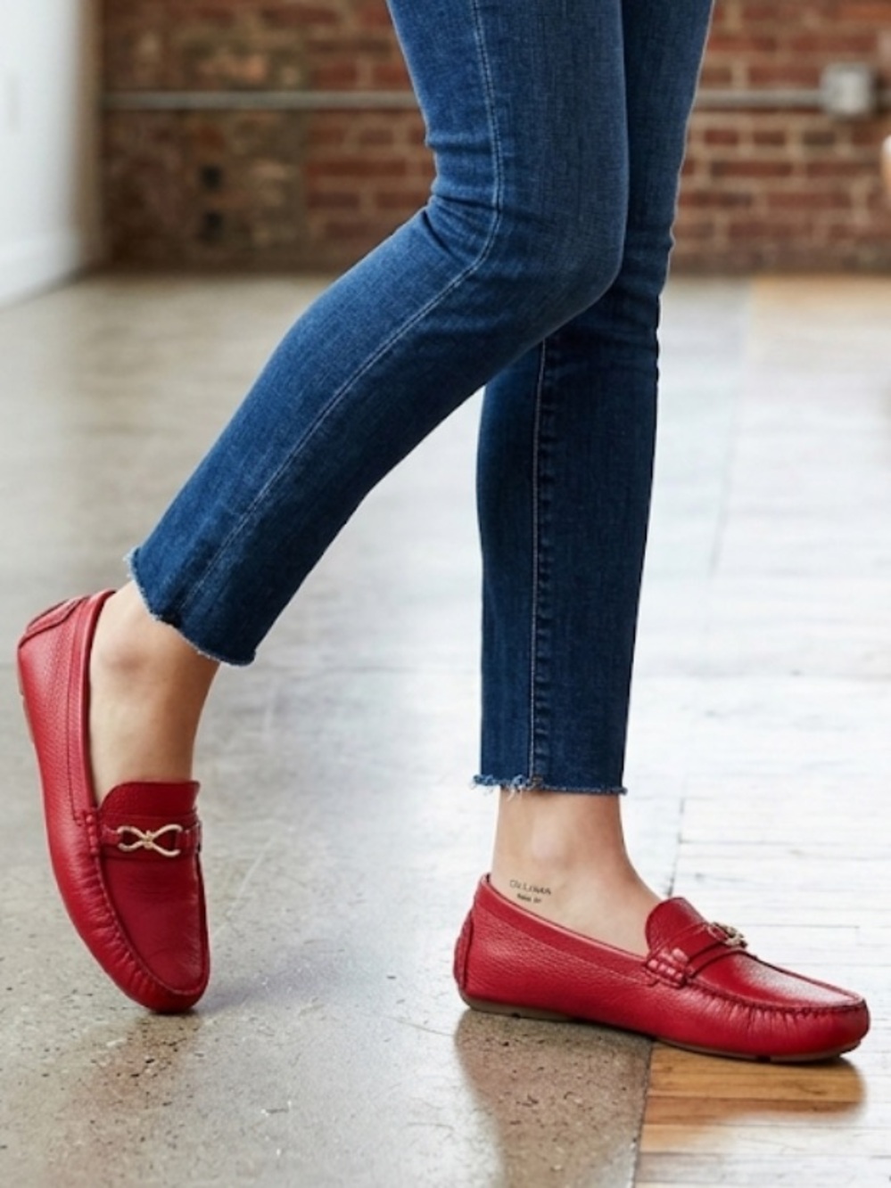 NWOB Cole Haan Nike Air Red Pebbled Leather Bit Drivers Loafers Women’s 8.5